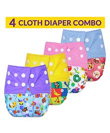 Bembika Reusable Cloth Diaper Without Insert Pack of 4  Multicolour