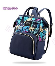 Bembika Multi Function Waterproof & Large Capacity  Leaf Print Diaper Bag - Blue