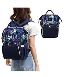 Bembika Multi Function Waterproof & Large Capacity  Leaf Print Diaper Bag - Blue