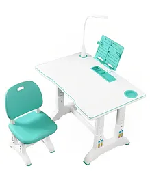 SYGA Kids Height Adjustable Study Desk and Chair Set Luxury & Eye Lamp - Green