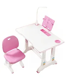 SYGA Kids Height Adjustable Study Desk and Chair Set Student Table Writing Desk - Princess Pink Deluxe Eye Light