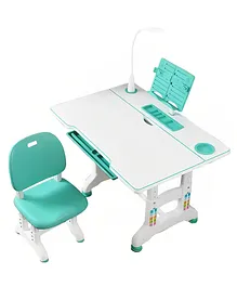 SYGA Kids Height Adjustable Study Desk and Chair Set Flagship & Eye Lamp - Green