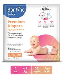 Bonfino Premium Tape Style Diapers With Absorbent Pore Technology Small - 23 Pieces