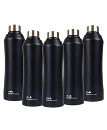 The Better Home Stainless Steel Water Bottle Pack of 5 Black - 1 Litre Each
