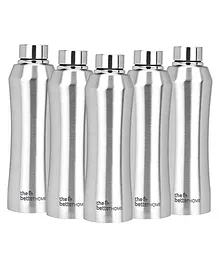 The Better Home Stainless Steel Water Bottle Pack of 5 Silver - 1 Litre Each