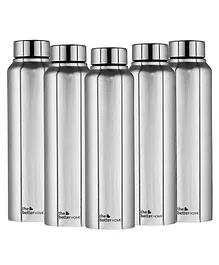 The Better Home Stainless Steel Water Bottle Pack of 5 Silver - 1 Litre Each