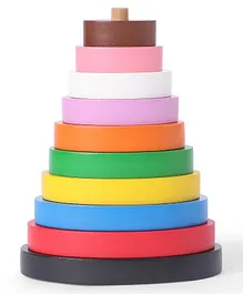 Woods For Dudes Wooden Oval Shape Stacking Toy Multicolor - 9 Rings