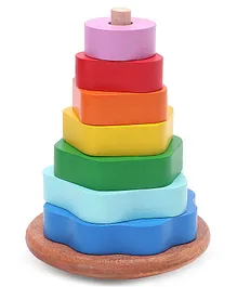 Woods For Dudes Round Base Wooden Stacking Toy Multicolor - 7 Rings