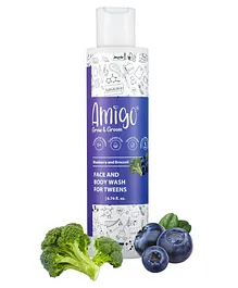 Amigo Natural Cleansing 2 IN 1 face & body wash with Vitamins & Minerals Blueberry & Broccoli -  200 ml