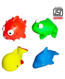 VParents Bathtub Bathing Squeeze Colorful fish Bath Toys (Multicolor) Pack of 4