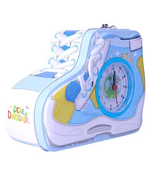 Spiky Shoes Theme Battery Operated Clock Piggy Bank With Lock And Key -  Blue