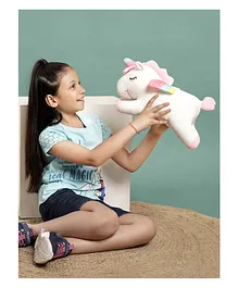 DukieKooky Kids Cream Sleeping Unicorn  Soft Toys - Length 35 cm