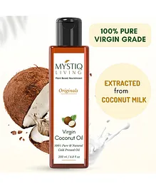 Mystiq Living Extra Virgin Coconut Oil Baby Massage Oil Body Massage oil Pure Coconut Oil for Baby and Kids - 200 ml