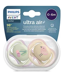 Avent Ultra Air Free Flow Soother Decor Pack of 2 - Beige Green