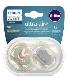 Avent Ultra Air Free Flow Soother Decor Pack of 2 - Grey Green