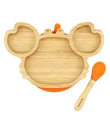 Starkiddo Crab Bamboo Suction Plate and Learning Weaning Set - Orange