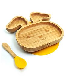 Starkiddo Bunny Bamboo Suction Plate and Learning Weaning Set - Yellow