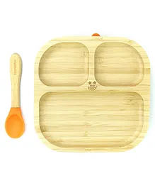 Starkiddo Slate Bamboo Suction Plate and Learning Weaning Set - Orange