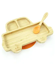 Starkiddo Rider Bamboo Suction Plate and Learning Weaning Set - Orange