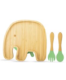 Starkiddo Jumbo Bamboo Suction Plate and Learning Weaning Set - Green