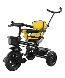 JoyRide Learn To Ride  Stalwart Plug N Play Tricycle With Safety Harness Parental Handle & Seat Cover - Yellow