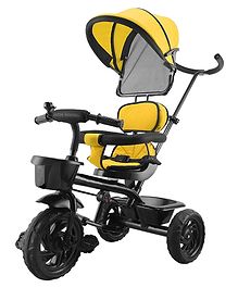 JoyRide 3 in 1 Baby Tricycle Stroller Kids Pedal Tricycle Without Pusher Bar Removable Canopy Yellow