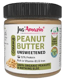 Jus Amazin Creamy Organic Peanut Butter Unsweetened - 200 g
