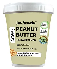 Jus Amazin Creamy Organic Peanut Butter Unsweetened - 1000 g