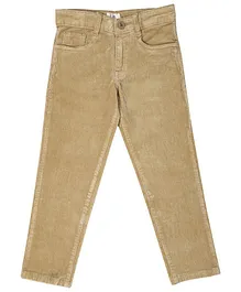 LEO Slim Fit Stretch Button Down Corduroy Pant - Khaki