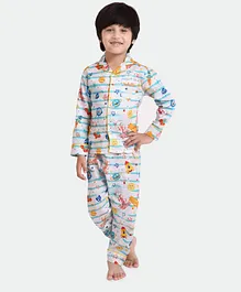 KOOCHI POOCHI Full Sleeves Space Fiction Printed Night Suit - White