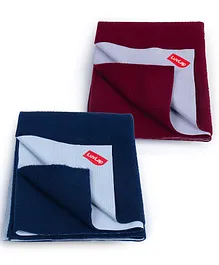 LuvLap Instadry Extra Absorbent Bed Protector Sheet Small Pack Of 2 - Blue Maroon
