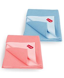 LuvLap Instadry Extra Absorbent Bed Protector Sheet Small Pack Of  2 - Blue Pink