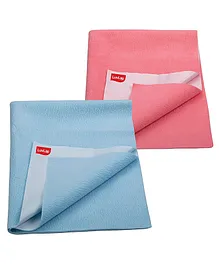LuvLap Instadry Extra Absorbent Bed Protector Sheet Small Pack Of  2 - Blue Pink