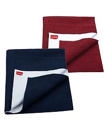 LuvLap Instadry Extra Absorbent Dry Sheet Bed Protector Pack of 2 Medium - Navy Blue & Maroon