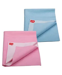 LuvLap Instadry Extra Absorbent Dry Sheet & Bed Protector Pack of 2 - Sky Blue Baby Pink