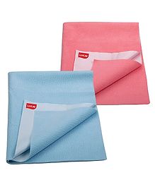 LuvLap Instadry Extra Absorbent Bed Protector Sheet Large Pack Of 2 - Blue Pink