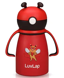 LuvLap BPA Free Double Walled Steel Body Weighted Straw Sipper Red - 550 ml