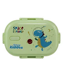 Smily kiddos Space Dino Theme Insulated Leak Proof Lunch Box with Spoon - Green