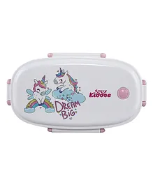 Smily kiddos Dream Unicorn Theme 2 Compartment Leak Proof BPA Free Lunch Box - Light Pink
