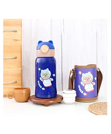 Yellow Bee Stainless Steel Bear in Space Flask Water Bottle Blue - 500 ml