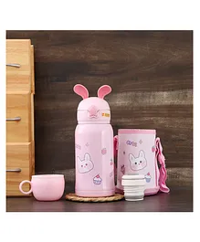 Yellow Bee Stainless Steel Cute Bunny Flask Water Bottle Pink - 500ML