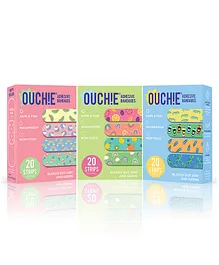 Ouchie Adhesive Bandages Pack Of 3 - 20 Stripes Each
