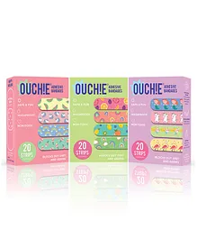 Ouchie Adhesive Bandages Pack Of 3 - 20 Stripes Each