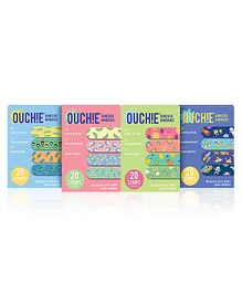 Ouchie Adhesive Bandages Pack Of 4 - 20 Stripes Each