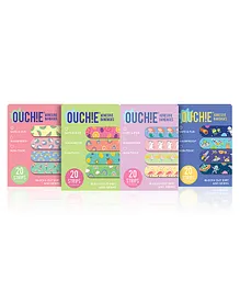Ouchie Adhesive Bandages Pack Of 4 - 20 Stripes Each