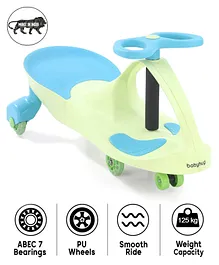 Babyhug Champion Kids Swing Car With LED Wheels - Green Blue