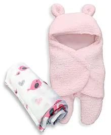 My NewBorn Baby Blanket And Swaddle Combo Set Bear Shape - Pink