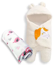 My NewBorn Baby Blanket And Swaddle Combo Set - White