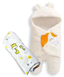 My NewBorn Baby Blanket And Swaddle Combo Set - White