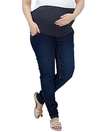 Mama & Bebe Soft Spandex Stretchable Elastic Denim Maternity Jeans - Navy Blue